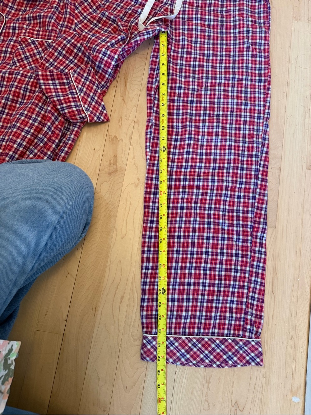 Victoria's Secret Red Plaid Pajama Set - Button-Up Top & Drawstring Pants cotton - Picture 9 of 15